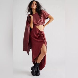 Free People Two-Piece Maxi Set in Deep Burgundy NWOT